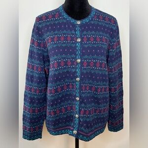 The Tog Shop Vintage fair Isle Nordic button front cardigan sweater. PL EUC